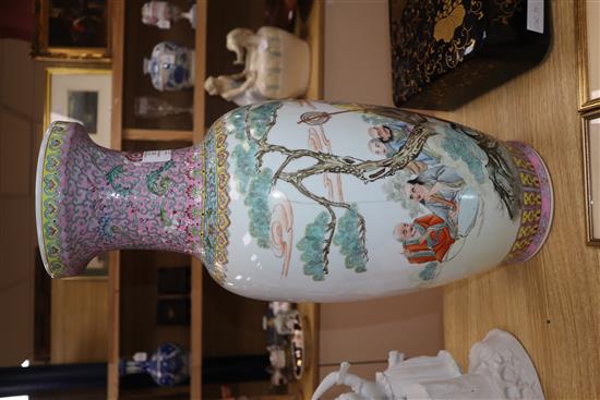 A Chinese famille rose vase, 20th century height 62cm (a.f.)